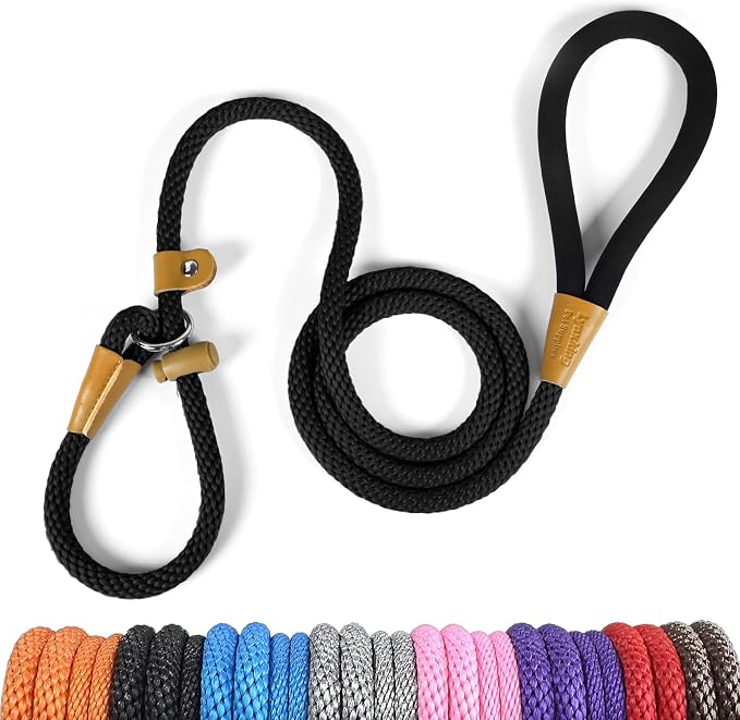 lynxking Dog Leash Slip Lead 5 6 8 FT Dog Training Leash Strong Heavy Duty Braided No Pull Training Lead Leashes for Small Medium Large Dogs