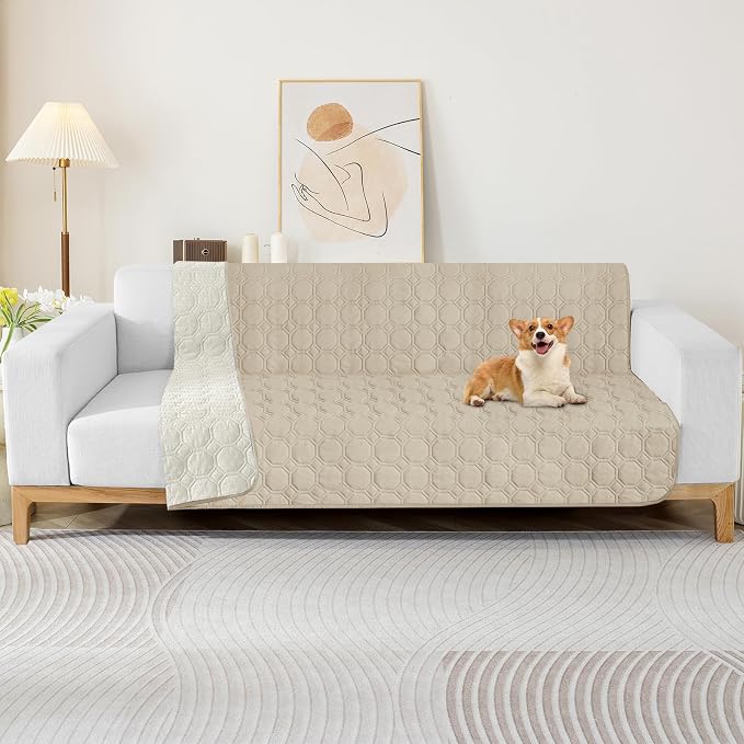 ZNSAYOTX Ultimate Cozy Blankets (40"x50") 100% Waterproof Chaise Mat Blanket for Dog Pets, Bed Couch Sofa Protector with Non-Slip Back Washable Durable, Pee Scratch Proof Easy to Clean (Khaki)