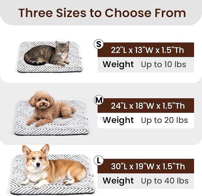 Mora Pets Washable Dog Crate Pad Soft Dog Kennel Bed Crate Mat for Small Medium Dogs, Puppies & Large Cats Flat Pet Bed with Anti-Slip Bottom for Cage & Carrier Sleeping Chevron Grey 30 x 19
