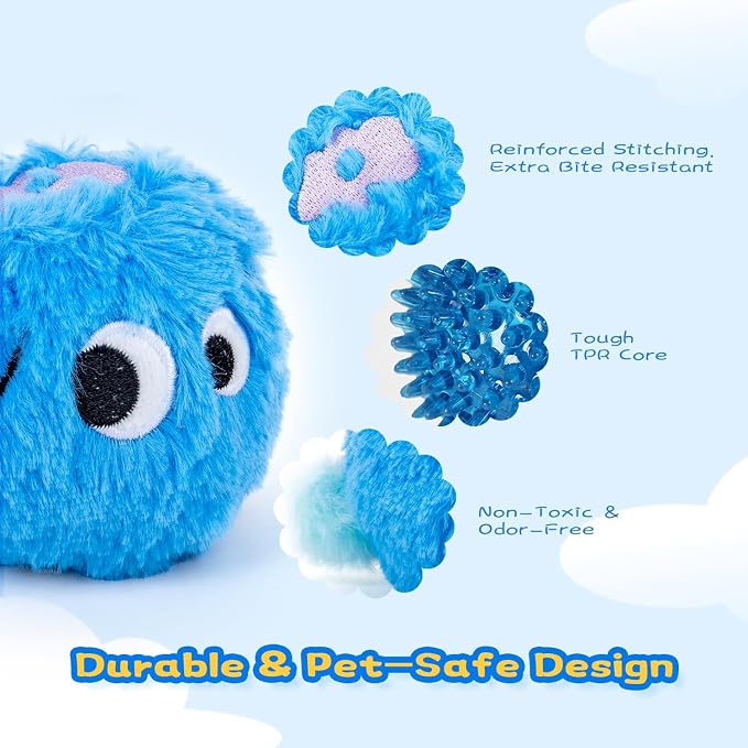 lilfrd Squeaky Dog Chew Toys, Spiky Bouncy Rubber Dog Toy Balls, Plush Toy for Small Medium Dogs, Teeth Cleaning