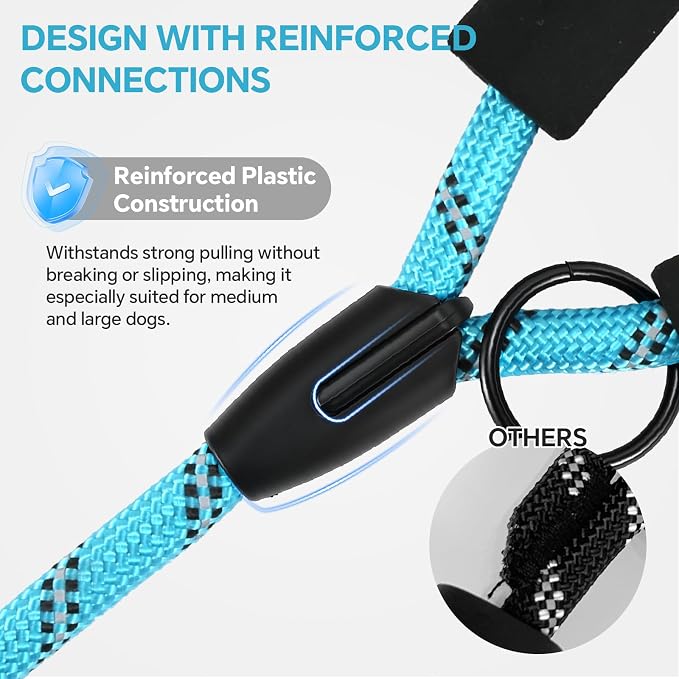 Heavy Duty Dog Leash - 4.9 FT for Large and Small Dogs - Strong Nylon, Comfortable Handle, Reflective Stitching - Ideal for Walking, Training, and Outdoor Activities, Sky Blue
