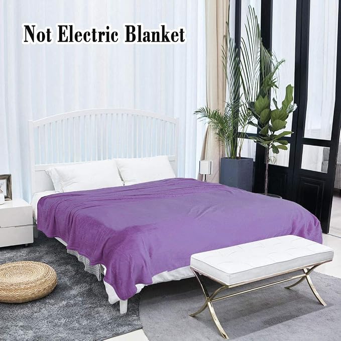 uxcell Flannel Fleece Blanket Full Size - Soft Lightweight Plush Microfiber Bed Blanket for Sofa or Couch, Machine Washable Blankets Fleeces, Dark Purple 70x78 Inch