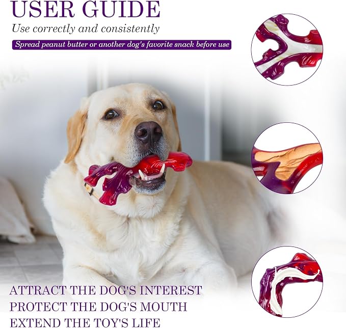 Frienhund 6-Pack Indestructible Dog Toys for Large Breed: Dog Toys for Aggressive Chewers, Nylon Dog Chew Bones for Large Dogs, Dog, Irresistible Beef Flavor