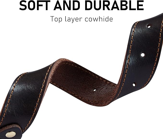 Genuine Leather Dog Collar, Heavy Duty Wide Dog Collar for Small, Medium,Large and Extra Large Dog (M: 1" Wide for 15.2"-19.2" Neck, Single Stitch - Brown)