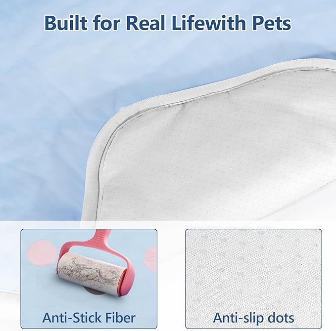 RIOGOO Dog Cooling Mat,Washable Cool Mat for Dogs,Self Cooling Pads for Dogs Cats,Cool Fabric & Internal Cooling Pad (Medium, Cloud Style)