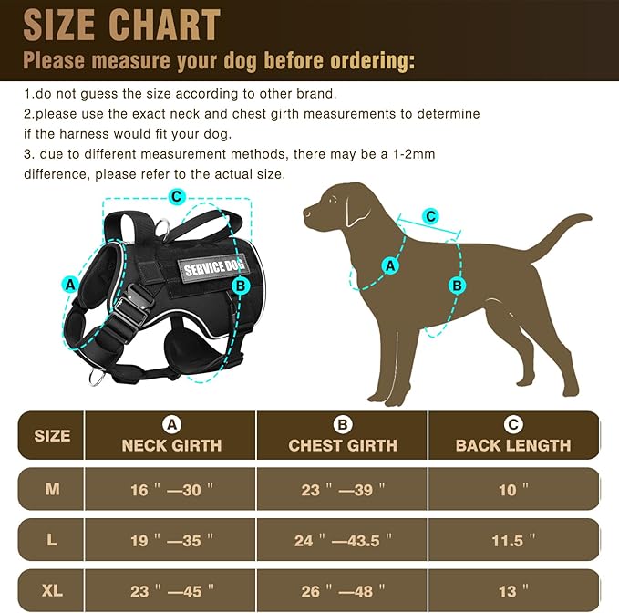 WINSEE Tactical Dog Harness for Medium Dog, Heavy Duty Service Working MOLLE Vest with 10 Pet Patches, 2X Metal Buckle Vest for Training Hunting Walking