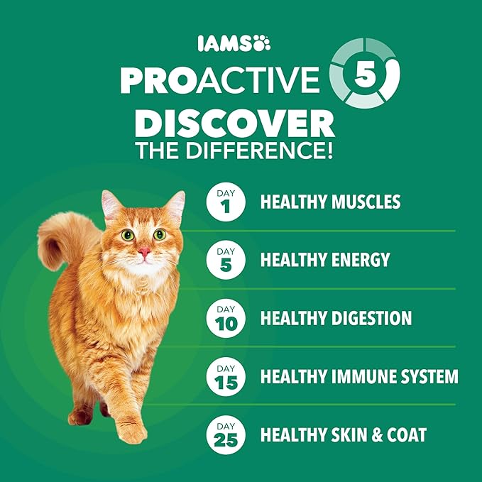 IAMS Proactive Health Senior Dry Cat Food Cat Food Dry Chicken Recipe, Real Chicken in Every Bite, 16 lb. Bag