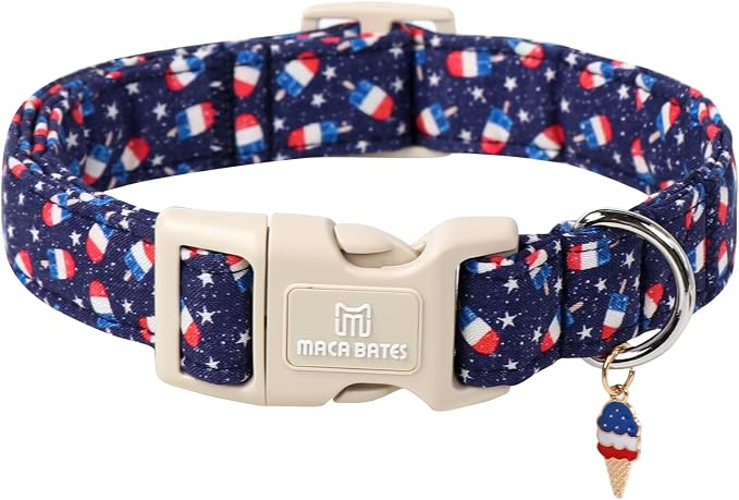 Maca Bates American Flag Star Dog Collar for Dogs 4th of July Adjustable Durable Soft Patriotic Blue Basic 4 of 7 Collars Independence Day Gift for Small Boy Girl Male Female Puppy