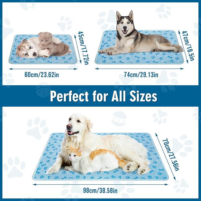 Cooling Mat for Dogs, Q-Max>0.5 Reusable Washable Dog Cooling Pad, Non-Toxic Breathable Pet Cool Blanket, Portable Cooling Bed for Dogs Cats, Indoor Outdoor Summer Heat Relief, No Refrigeration Needed