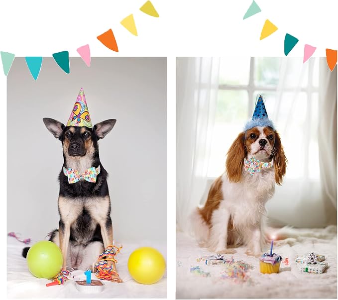 Unqiue Style Paws Birthday Dog Collar, Soft and Cute Dog Bow Tie, Durable Pet Collar with Bow Adjustable Bow Dog Collar for Small Dogs