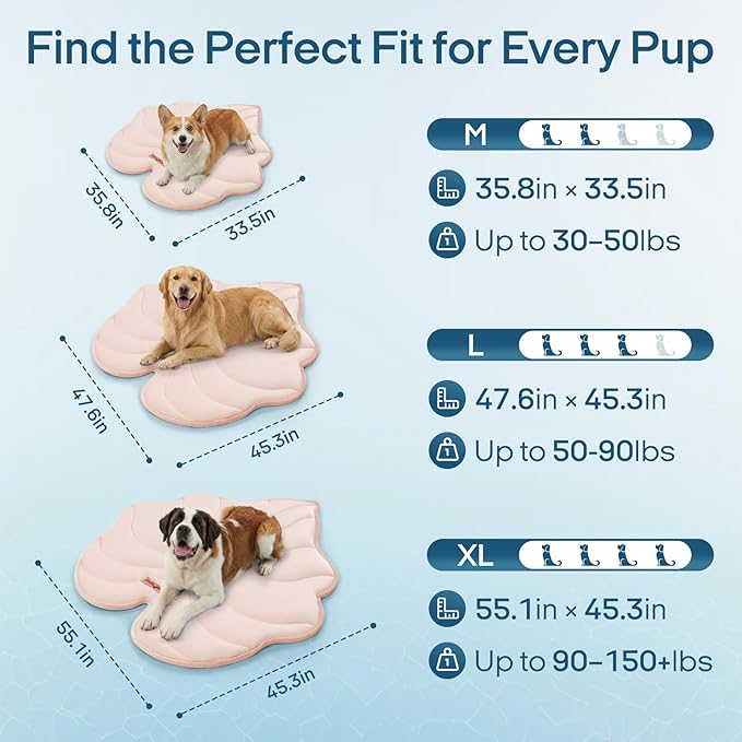 Vagascape Dog Cooling Mat, Washable Pet Cooling Mat, 47" x 45" Thick & Durable Large Cooling Mat for Dogs, Portable Foldable Premium Cooling Pad for Indoor, Outdoor, Travel, Camping, Patio and Beach