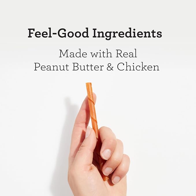 DreamBone Peanut Butter Twist Stick Dog Treats, Daily Rawhide-Free Chew, Digests Safely and Completely, with Real Protein, Peanut Butter and Veggies, 50 Count