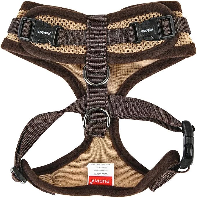 Puppia Authentic RiteFit Harness with Adjustable Neck, Medium, Beige