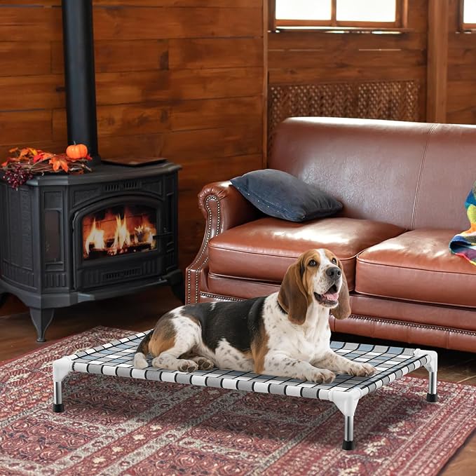 Caghash Elevated Outdoor Raised Dog Bed Outdoor Dogs Bed Lifted Pet Hammock Bed Dog Cot for Large Pet Taste Life, Start with A Pet Bed 39'' x 27'' x 6.5''