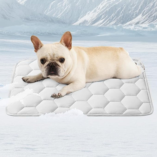 EHEYCIGA Cooling Mat for Dogs, 24" x 18"(Q-Max>0.53), Washable Dog Cooling Mat, Portable Kennel Cooling Pet Pad for Summer, Non-Slip Summer Crate Pad for Large Dog, Grey