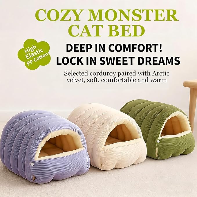Pet Winter Cave, Warmth Cozy Comfort Plush Pet Cave, 360° Nesting Design, Snuggle Season Just Got Fluffier, Calming Plush Anti-Anxiety Cuddler Beds with Removable Cushioned (Orange,L)