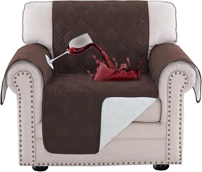 Turquoize 100% Waterproof Couch Cover Sofa Covers for 1 Cushion Couch Chair Covers Triple Non-Slip Washable Furniture Protector Cover for Pets, Kids, Dog (Chair 23", Chocolate)