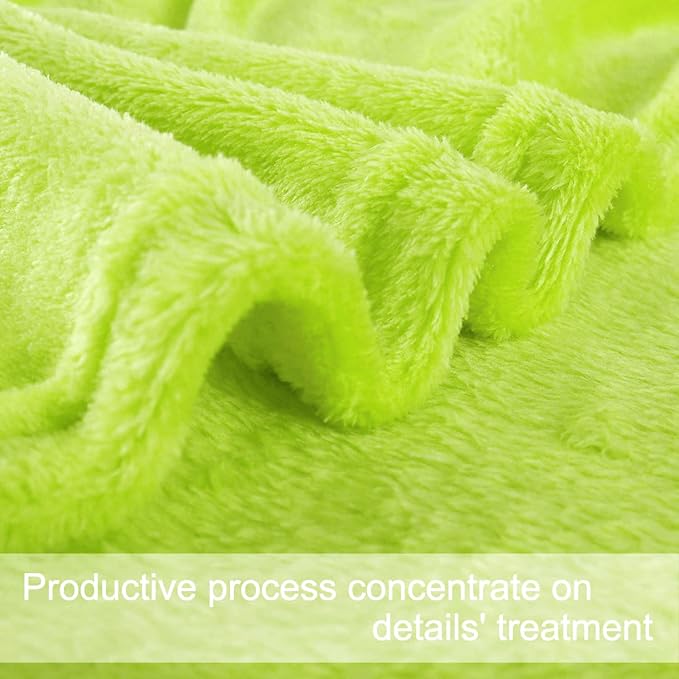 uxcell Flannel Fleece Blanket Queen Size - Soft Lightweight Plush Microfiber Bed Blanket for Sofa or Couch, Machine Washable Blankets Fleeces, Chartreuse 78x90 Inch