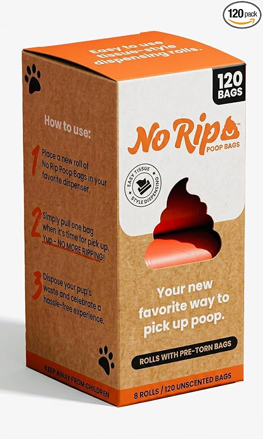 Dog Poop Bag Rolls: Convenient Tissue-Style, Extra Thick, Leak Proof, Refills for Poop Bag Leash Holder, Pooper Scooper, Unscented - 120 Count