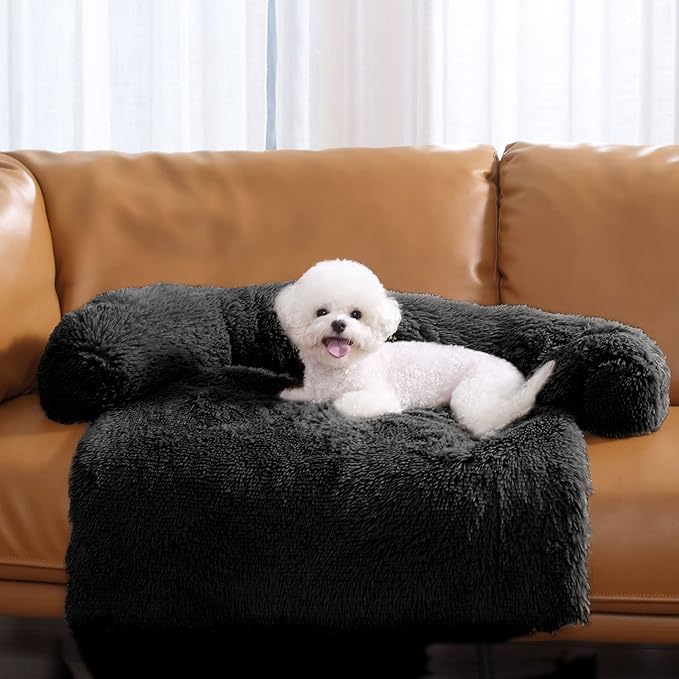 HACHIKITTY Dog Sofa Bed Mat Cover Soft Plush, Couch Cover for Dogs Dog Mat for Furniture Protector Pet Sofa Mat for Dogs, Dog Furniture Bed Sofa Cushion Washable Dogs Bed Mats (Large, Black)
