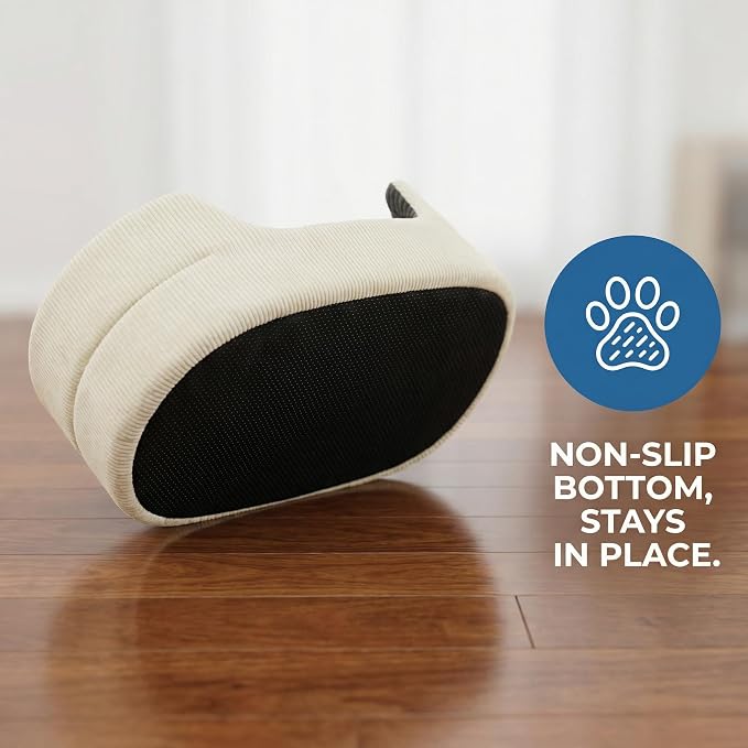 Medium Dog Bed Cat Bed 18x26 Inch, Calming Pet Bed for Dogs & Cats, Machine Washable Dog Bed，Half-Enclosed Open-Top Velvet Anti-Anxiety Bed, Cozy Snuggle Bed (White)