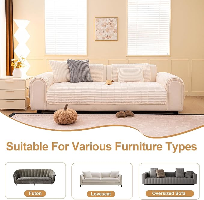 Washable Pet-Friendly Couch Covers for Dogs Fuzzy Pet Sofa Covers Dog Couch Blankets and Cushion Covers for Sofa