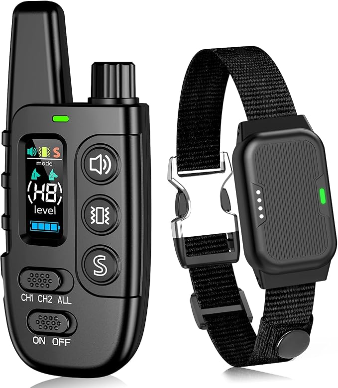 Shock Collar for Dogs, IP67 Waterproof Dog Training Collar with Remote Control, 3 Modes: Beep, Vibration, Safe Static, Rechargeable Adjustable for 15-110lbs Medium Large Dogs
