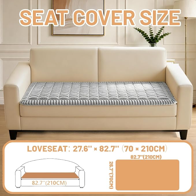 Couch Cover for Dogs Washable,Non Slip Fuzzy Durable Couch Covers for 3 Cushion Sofa Pet Friendly Sofa Cover Dog Thick Soft Slipcovers Protector Couches Mat Bed (Light Grey 27.6 "x 82.7"/70 x 210cm)