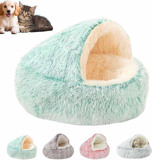 Cozy Cocoon Pet Bed for Dogs,Dog Bed with Hood,Small Dog Bed with Cover Cave,Cozy Cave Pet Beds for Small Medium Large (Green, Medium)