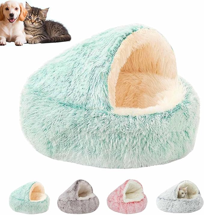 Cozy Cocoon Pet Bed for Dogs,Dog Bed with Hood,Small Dog Bed with Cover Cave,Cozy Cave Pet Beds for Small Medium Large (Green, X-Large)