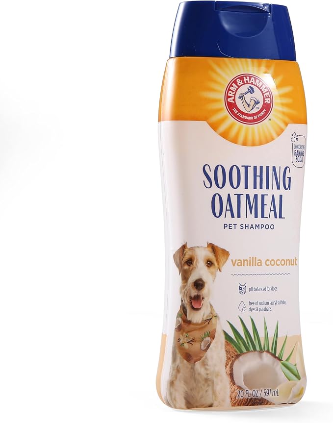Arm & Hammer for Pets Soothing Oatmeal Dog Shampoo, Vanilla Coconut Scent, Baking Soda Odor Control, Moisturizing Shampoo for Dry Dog Skin, pH Balanced for Dogs, 20 Fl Oz - 2 Pack