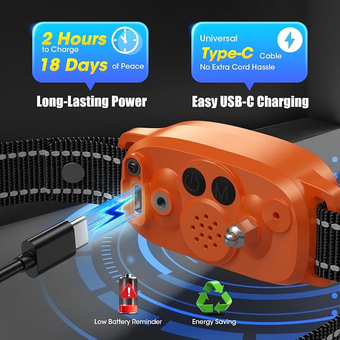 Smart AI Bark Collar for Large Medium Small Dogs, Anti Barking Device with 5 Training Modes, Exclusive Forced Bark-Stopping, Rechargeable IP67 Waterproof Bark Collar with 5 Sensitivity (Orange)