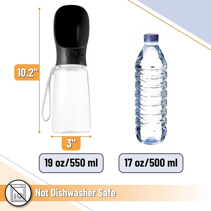 Mr. Pen- Portable Dog Water Bottle, 19 oz, Large, Leak Proof Puppy Water Dispenser with Drinking Feeder for Pets, Outdoor Walking, Hiking, Travel, Not Dishwasher Safe