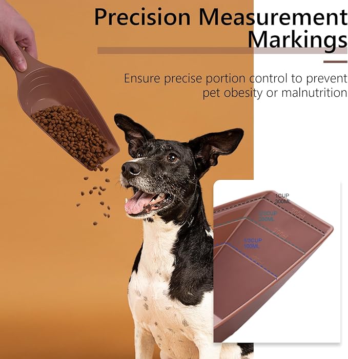 Dog Food Scoop, 2 Cup Capacity Dog Food Scoop With Measuring Lines For Dog, Puppy and Cat Coffee Bean Scoop, Flour Scoop (Coffee)