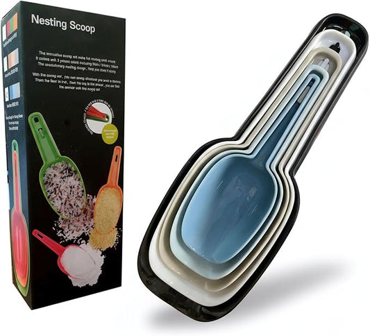 Plastic Flour Scoops, Pet Food Scoops Plastic Pack of 5, Multifunctional Dog Food Scoops with Measuring Cups, Pet Food Measuring Scoop Set