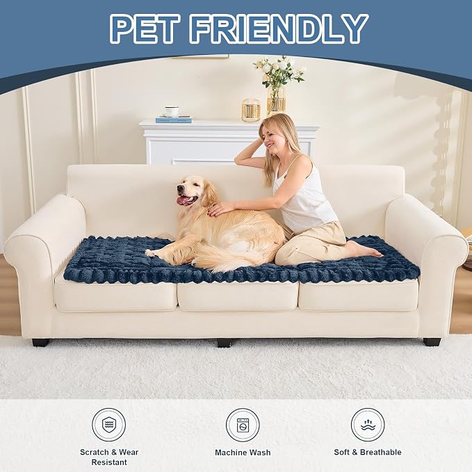 Waterproof Dog Couch Cover, Non Slip Pet Sofa Protector, Thick Fuzzy Couch Cover for Dogs, Machine Washable Furniture Protector, Scratch Resistant Pet Couch Mat(Berlin Blue, 28" x 71"/70 x 180cm)