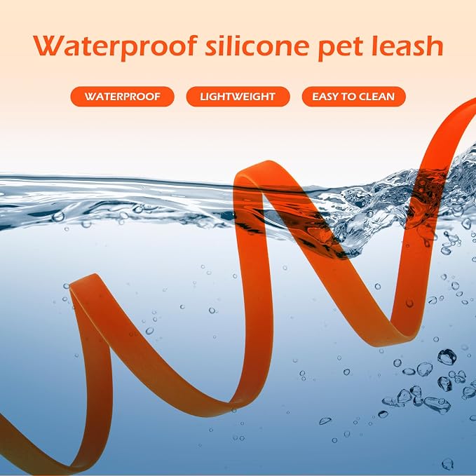 WOLFONE Waterproof PVC Dog Leash Long Training Lead 10FTHeavy Duty Tangle-Free Nylon Core Easy Clean Rubber Coated Leash for Small Medium Large Dogs Outdoor Training