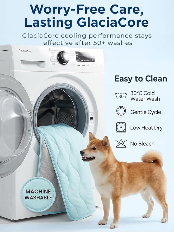 Dog Cooling Mat for Medium Dogs, 35"x24" Breathable Pet Cooling Mat for Dogs & Cats, QMAX>0.5 Portable Washable Cooling Crate Mat for Dog Bed, Thickened Cool Fiber Indoor/Outdoor Summer,Blue