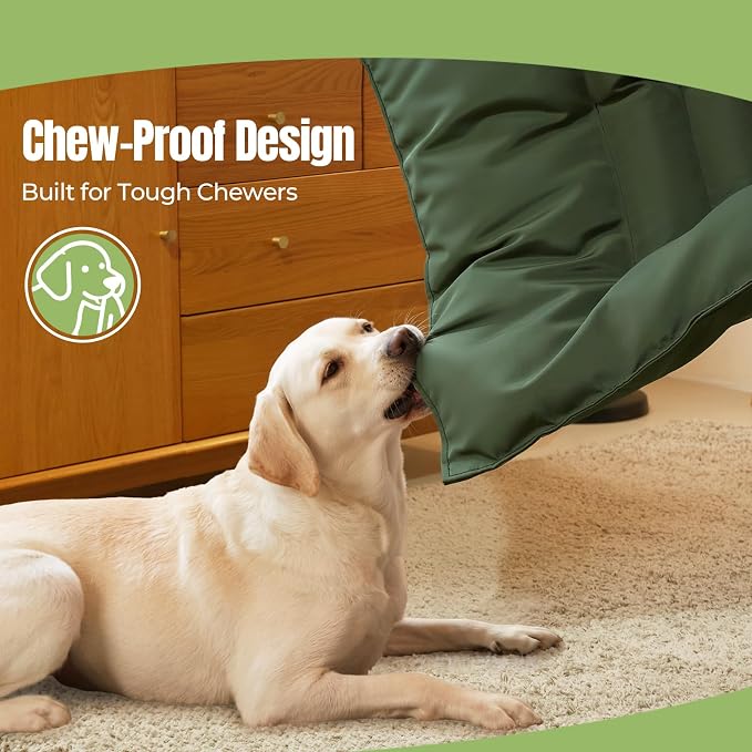 Chew Proof Indestructible Dog Bed - Durable Dog Bed for Aggressive Chewers, Machine Washable & Waterproof Indoor Outdoor Crate Pad, Tough Kennel Pad for Small Dogs (X-Small (17"x23"),Green)