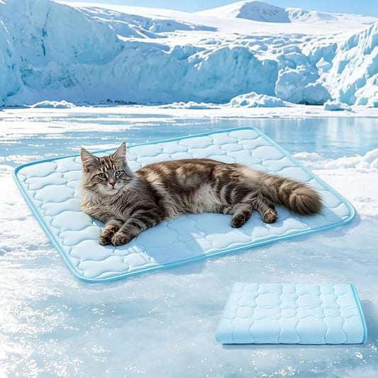 Mora Pets Dog Cooling Mat Pet Cooling Pad for Dogs & Cats Q-Max>0.5, Breathable Washable Self Cool Dog Mat for Indoor Floors, Crate, Sofa & Outdoor Use, Non Gel Summer Ice Silk Cold Pad Small 28x22