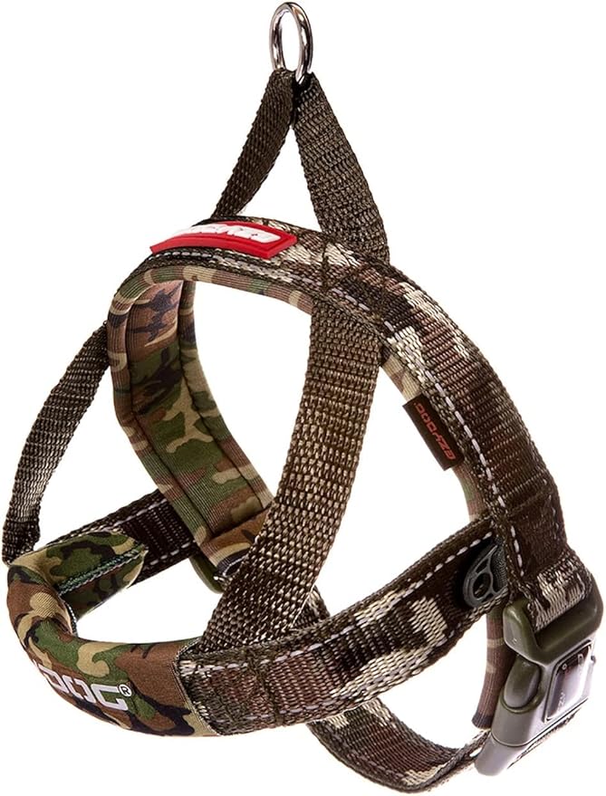 EzyDog Quick Fit Dog Harness – No Pull Harness for Training, Everyday Walking, and Easy Control - Adjustable Fit, Reflective, and Padded (X-Large, Green Camo)