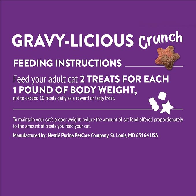 Purina Friskies Cat Treats, Party Mix Gravy-licious Crunch Turkey and Gravy Flavors - (Pack of 6) 6 oz. Pouches