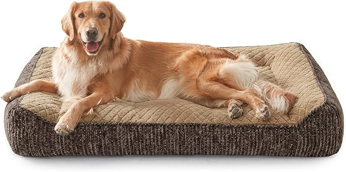 JOEJOY XL Orthopedic Dog Beds Large Sized Dog, Extra Thick Supportive Big Dogs Couch Bed with Sides, Ultra Soft Pet Bed Sofa for Large Dogs, Brown, 42''x30''