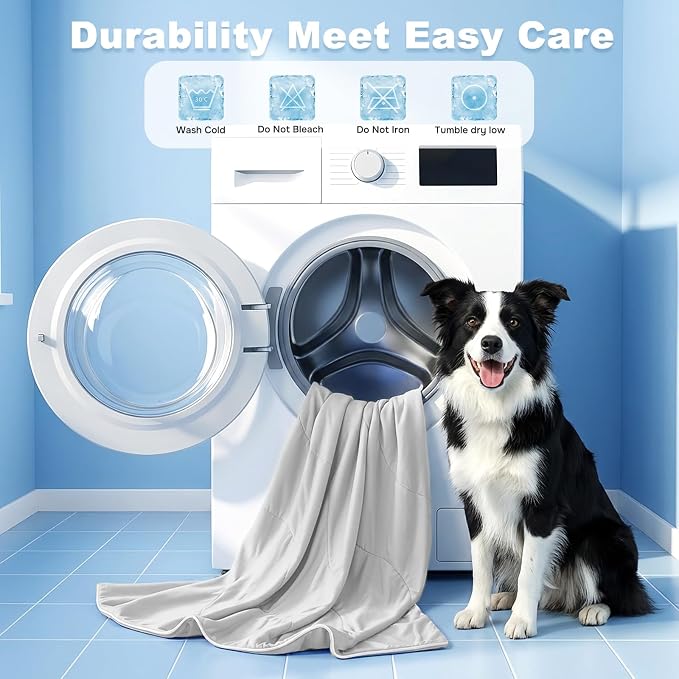 ZOMISIA Cooling Blanket for Large Dogs - Breathable Air-Core Fill Lightweight Pet Mat, Soft Cold Blanket Washable for Summer, Grey, 40"x50"