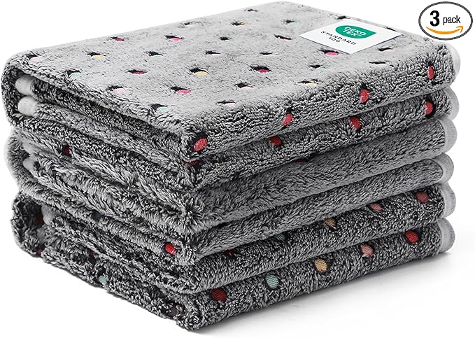 Luciphia 1 Pack 3 Blankets Super Soft Cute Dot Pattern Pet Blanket Flannel Throw for Dog Puppy Cat Large(41x31), Grey