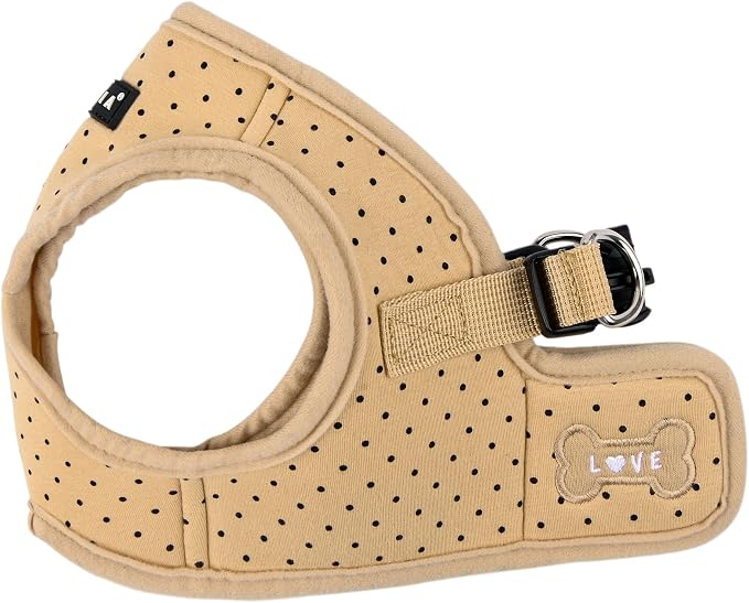Puppia Dotty Dog Vest Harness B (Step-in) Fashionable Polka Dot Pattern Spring Summer Harness for Small Dogs, Beige, Small