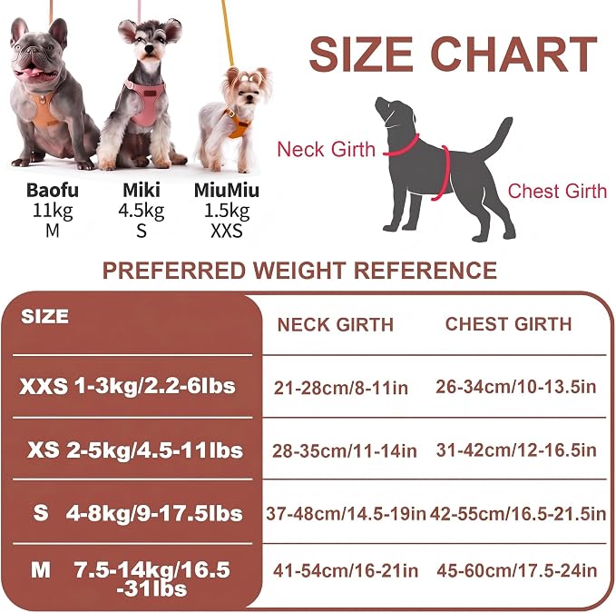Puppytie Dog Harness with Multifunction Dog Leash,Soft Adjustable No Choke Escape Proof Pet Harness Vest for Medium Dogs or Large Dogs,Brown Caramel,M