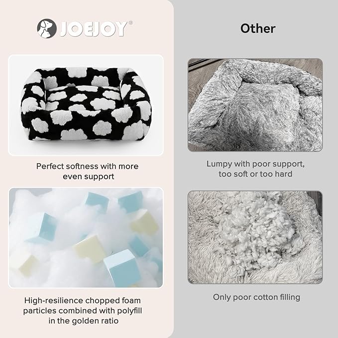 JOEJOY Small Dog Bed for Small Dogs, Rectangle Washable Orthopedic Dog Bed with Removable Zipper Cover, Cute Soft Calming Puppy Pet Bed with Jacquard Shaggy Plush & Non Skid Bottom