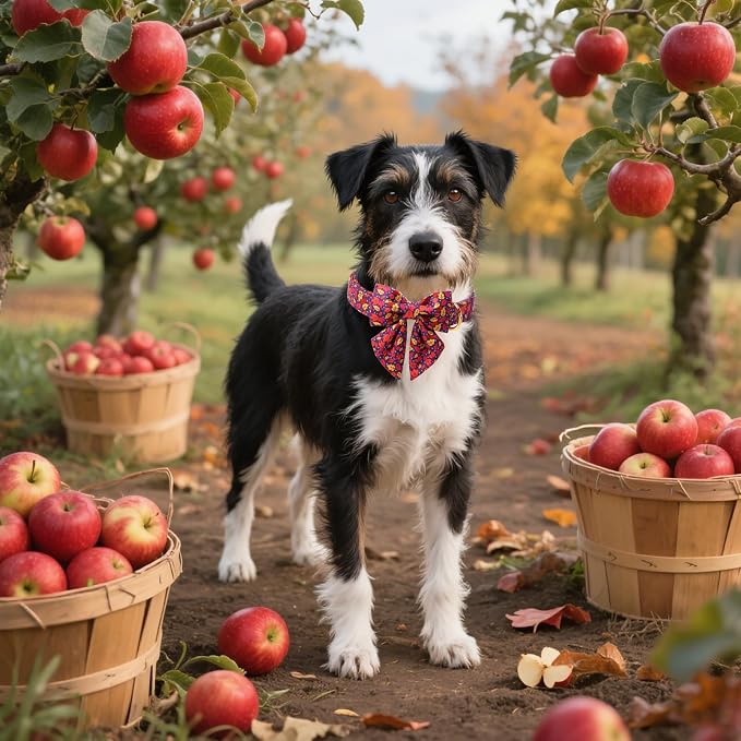 Unique style paws Cartoon Dog Collar with Bowtie Autumn Puppy Collar with Colorful Maple Leaf for Small Medium Large Boys Girls Dogs