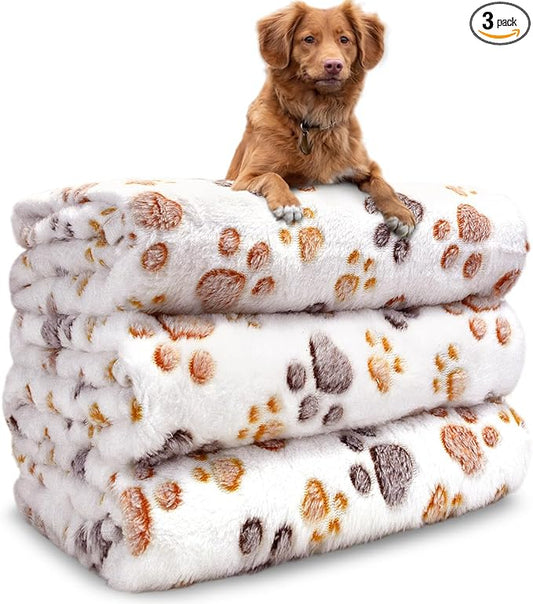 Dog Blankets for Medium Large Dogs Washable, 3 Pack Pet Blanket Washable 41" x 31", Fuzzy Soft Puppy Throw Cover for Kennel Crate Bed